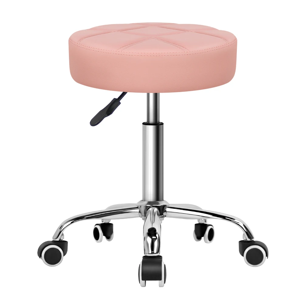 KKTONER Round Rolling Stool Chair PU Leather Height Adjustable Shop Stool Swivel Drafting Work SPA Salon Stools with Chair