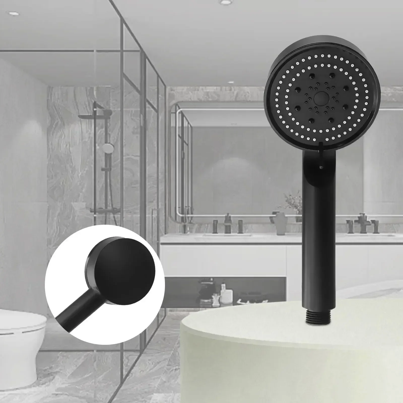 Hand Hold Shower Head 5 Modes Black Hand Shower Head High Pressure Shower Head Set Upgraded Fixed Support Type