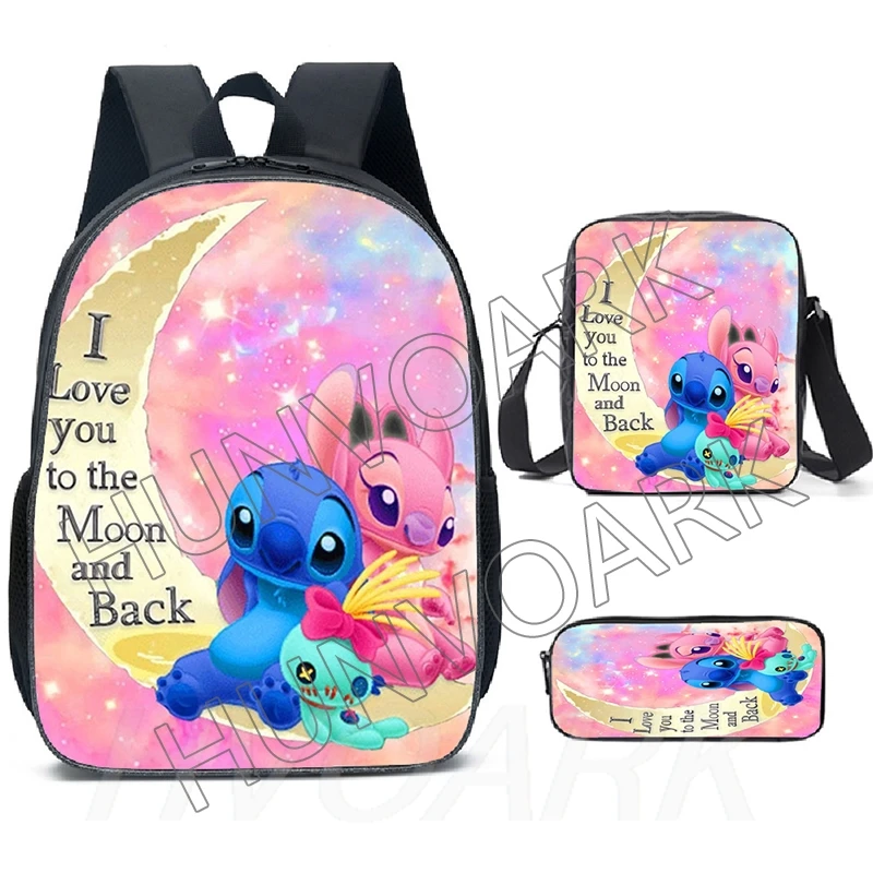 Sacos escolares do ponto dos desenhos animados das crianças, conjunto de bolsas primárias, mochila escolar impermeável, meninas e meninos adolescentes, 3pcs