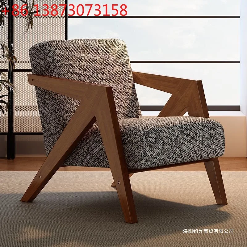 

Скандинавский одиночный диван-кресло из цельного дерева, французский антикварный стул для гостиной, балкона, повседневный ленивый дизайнерский стул Richard