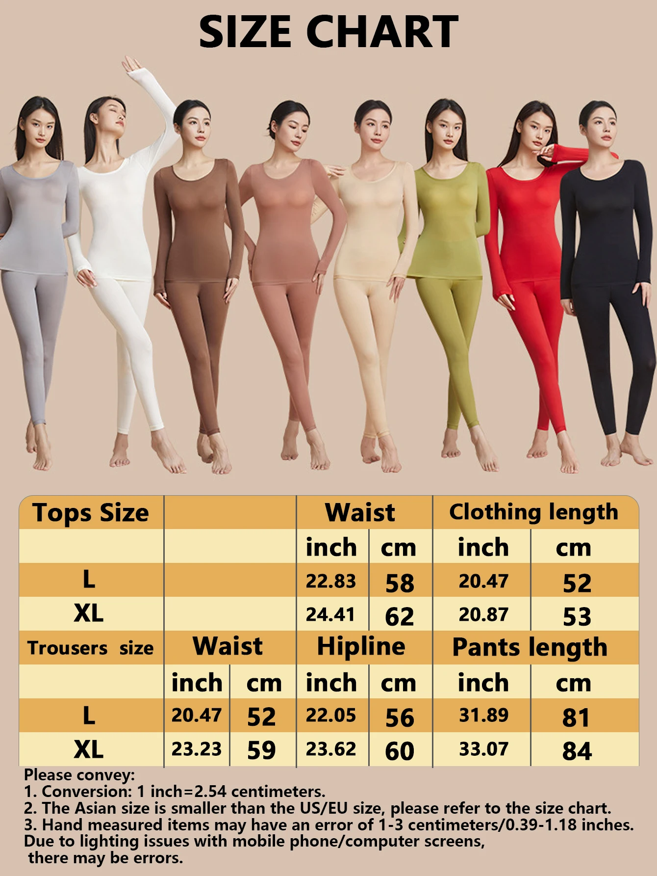 Damen-Thermounterwäsche, Herbst-Winter-Bottom-Shirt, langärmeliges T-Shirt, dünnes Thermo-Top, zweite Damen-Thermohaut, L-XL – Detail 1
