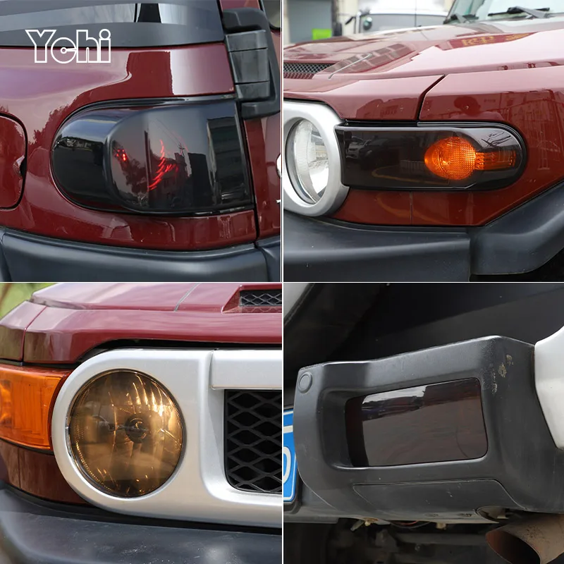 For Toyota FJ Cruiser 2007-2021 ABS Black Car Tail Light Cover Reversing Light Brake Light Decorative Cover Decorate Accessories