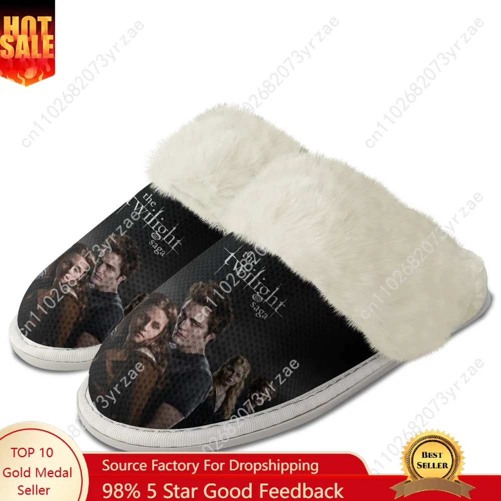 

Теплая обувь The Twilight Saga с плюшевыми краями, мужские и женские домашние повседневные тапочки для спальни, термохлопковые легкие тапочки на заказ