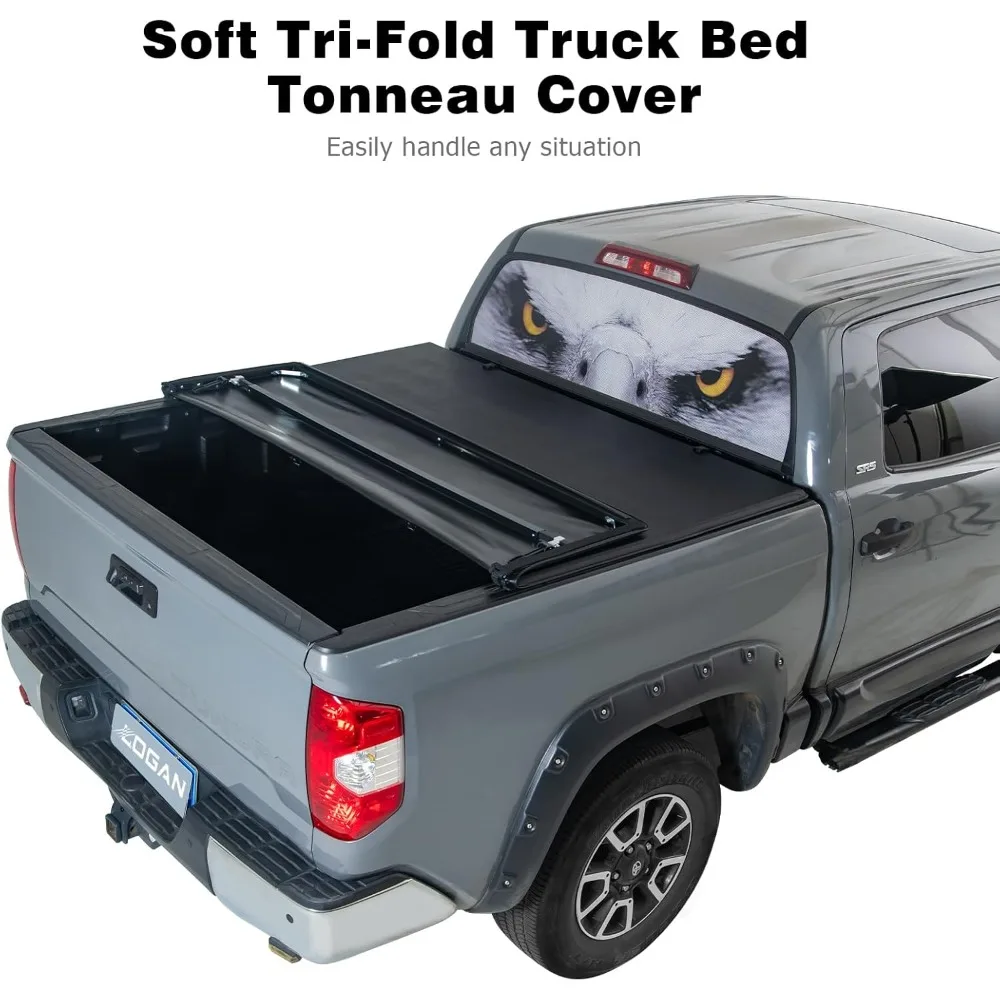أدوات خارجية/غطاء تونيو سرير شاحنة ناعم ثلاثي الطي لـ 2019-2025 سيلفرادو/سييرا 1500 5.8 قدم، أغطية سرير شاحنة 5.8 قدم 69.9 بوصة