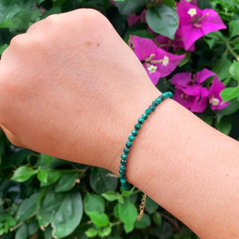 سوار رائع من كريستال الملكيت، سوار بسيط من الأحجار الكريمة الطبيعية #4