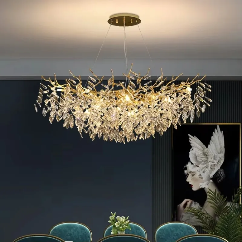 

French Crystal Chandelier for Living Room Dining Room Bedroom Villa Staircase Aluminum Branch Chandelier for Hotels