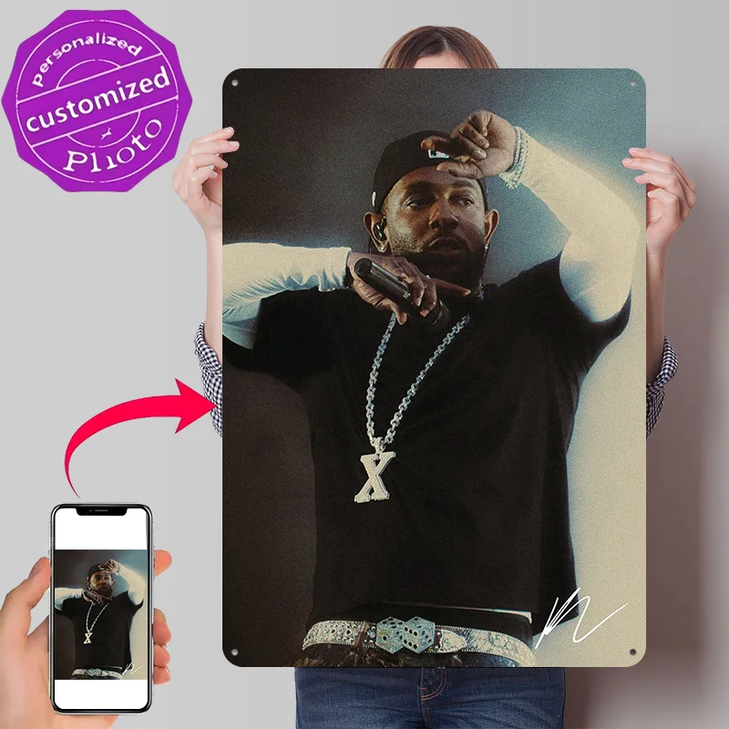 Kendrick Lamar Performing Live on Stage Personalized 3D Textured Metal Poster Wall Art Tinplate Sign for Wand Deko Vintage Decor