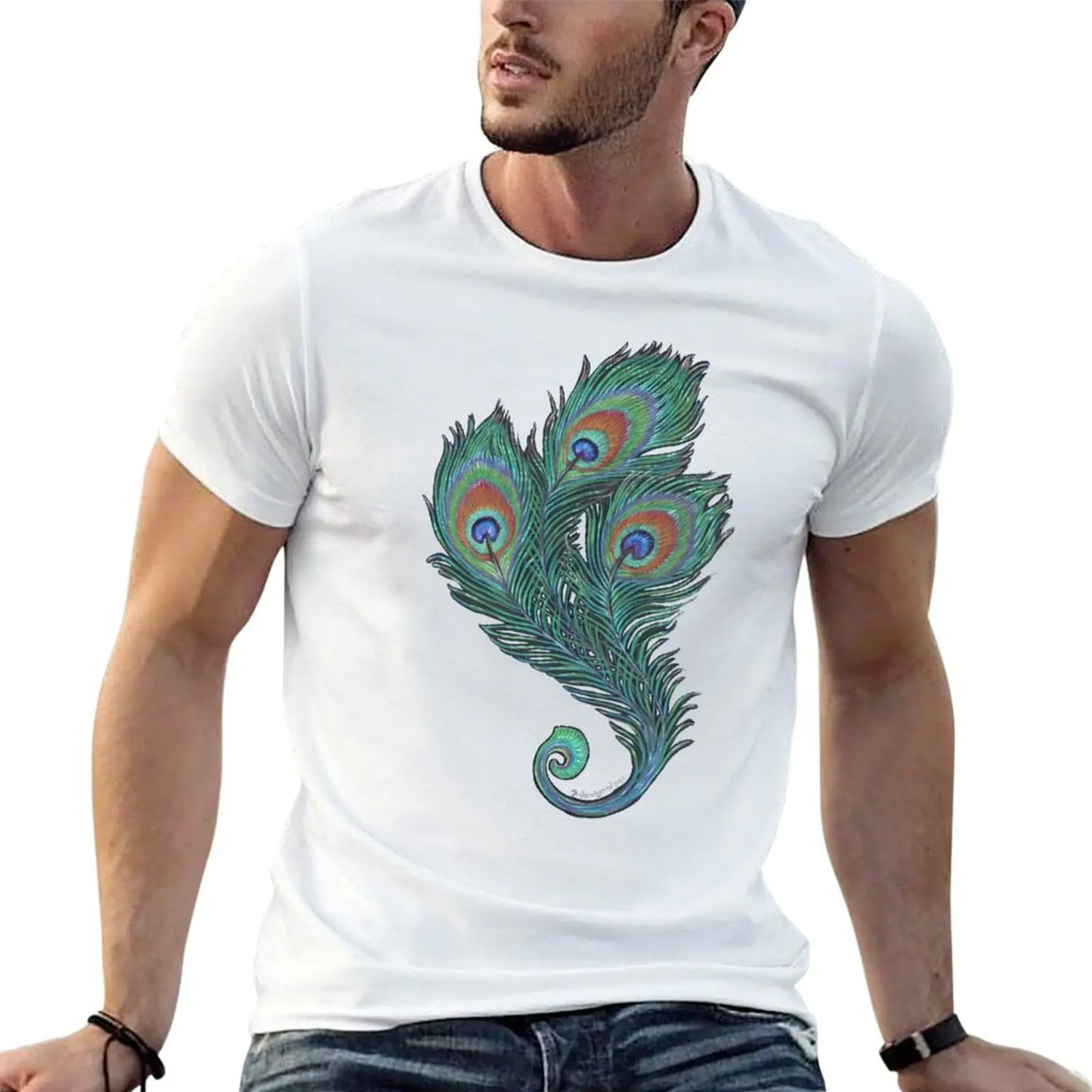 

Art Nouveau Peacock Feather, Decorative Peacock Feather T-Shirt funny t shirts dark humor T-Shirt