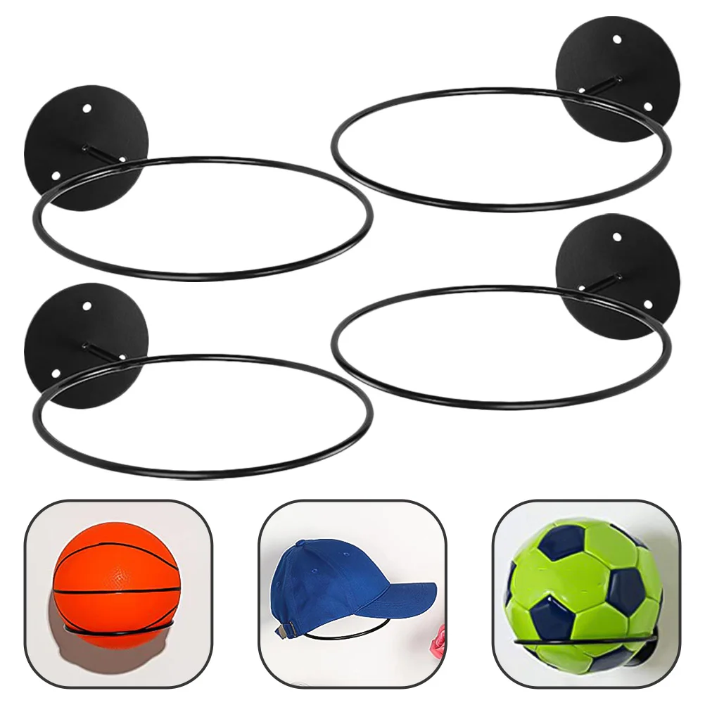 Soccer Ball Display Storage Rack Basketball Hoop Holder Hockey Puck Cases Black