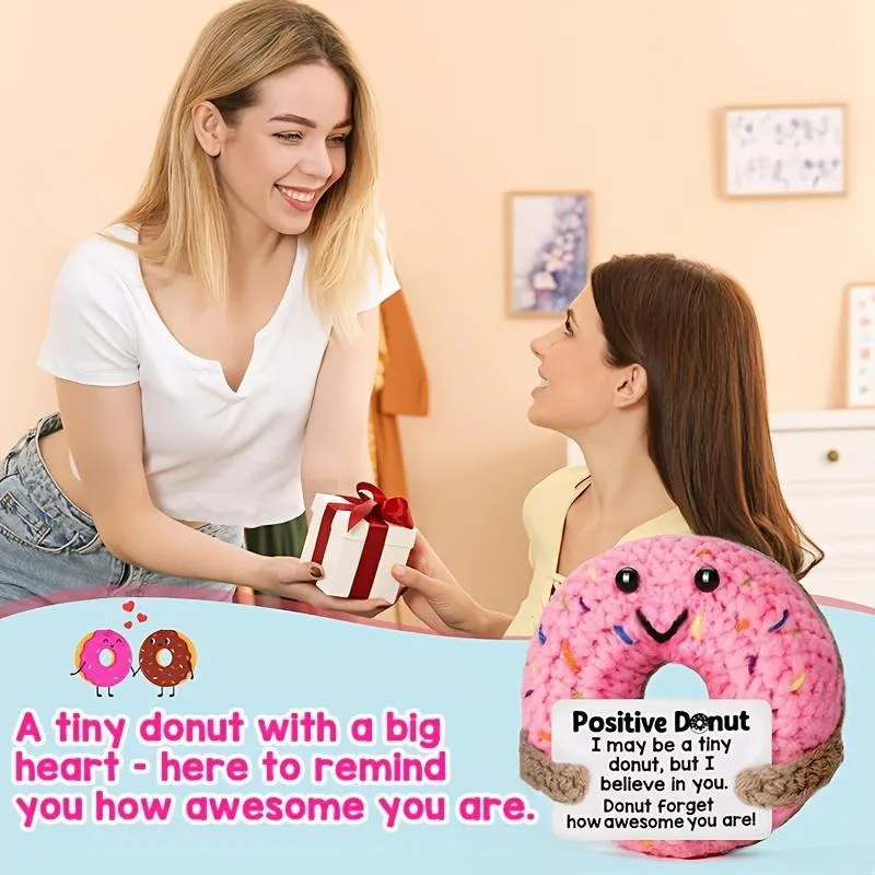 1개 크로셰 포지티브 도넛 공룡 미니 장식품 감정 카드 포함 창의적인 책상 장식 & 발렌타인데이 장난감