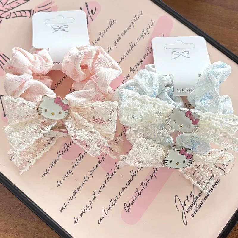 

Kawaii Sanrio Hello Kitty Sweet Lace Hair Tie New Lace Hair Accessory Birthday Gift for My Bestie Colon Hair Band Styles