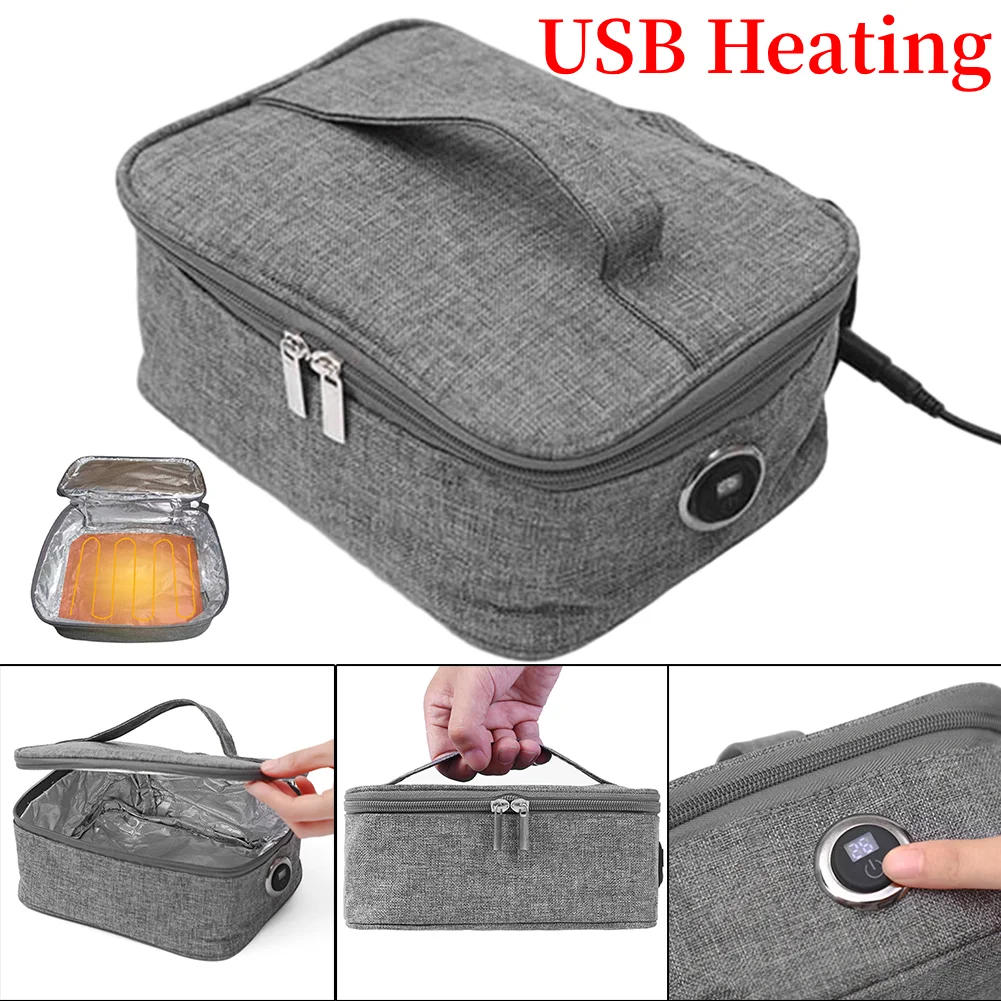 USB Rechargeable Portable Electric Lunch Bag Food Heater Warmer Reusable 3 Heat Levels for Office School Traveling for Women Men