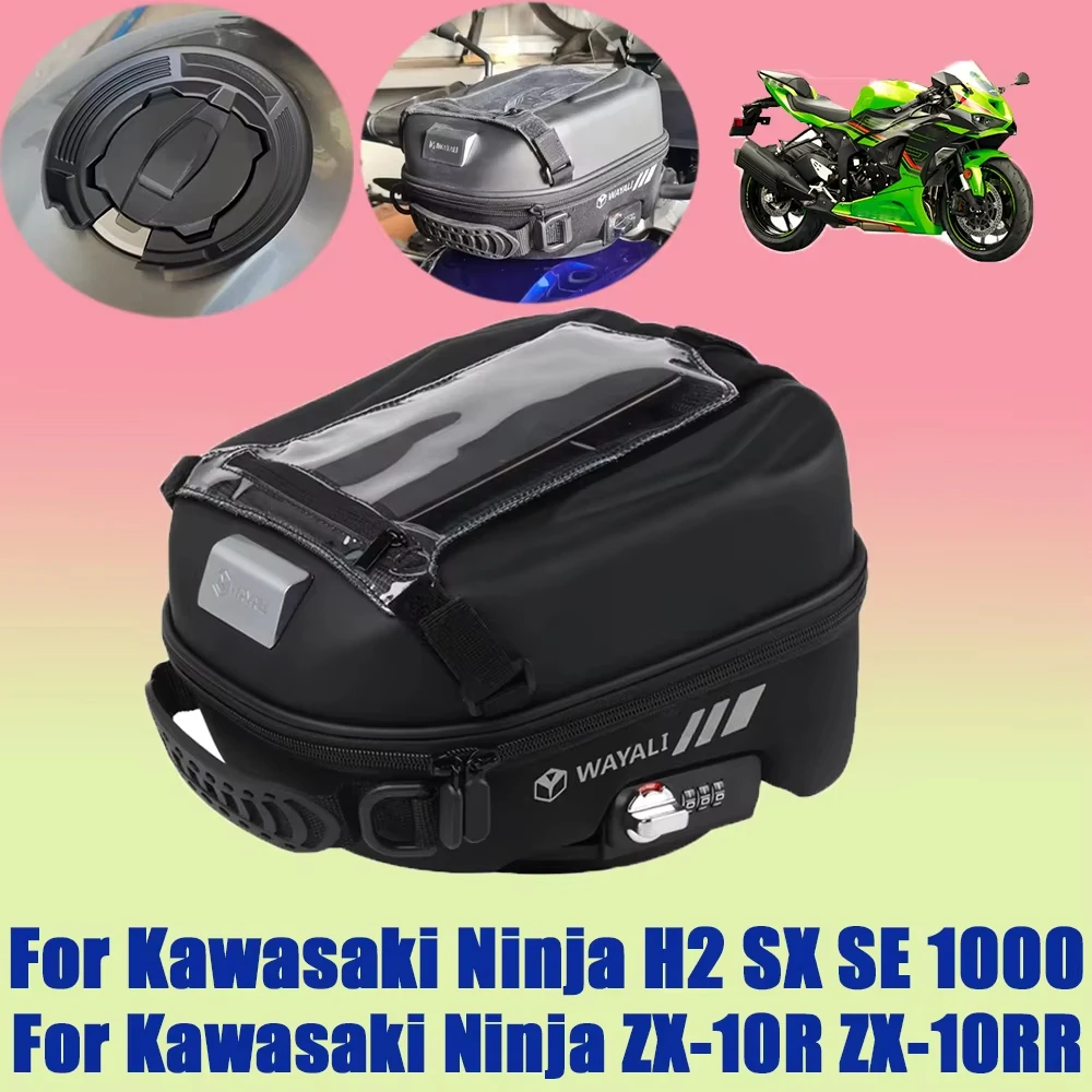 

Motorcycle Luggage Phone Storage Bags Backpack Tanklock Tank Bag For Kawasaki Ninja ZX-10R ZX10R ZX-10RR ZX10RR H2 SX SE 1000