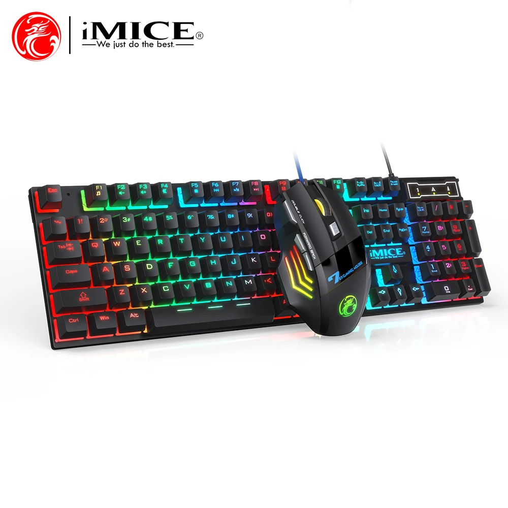 Wired RGB Backlight Gaming Keyboard And Mouse Combo,3200DPI Adjustable High Precision Keyboard Mouse Set For Windows PC Computer