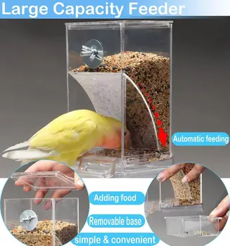 No Mess Automatic Bird Feeder Transparent Food Container Cage Parrot Feeder Accessories fo