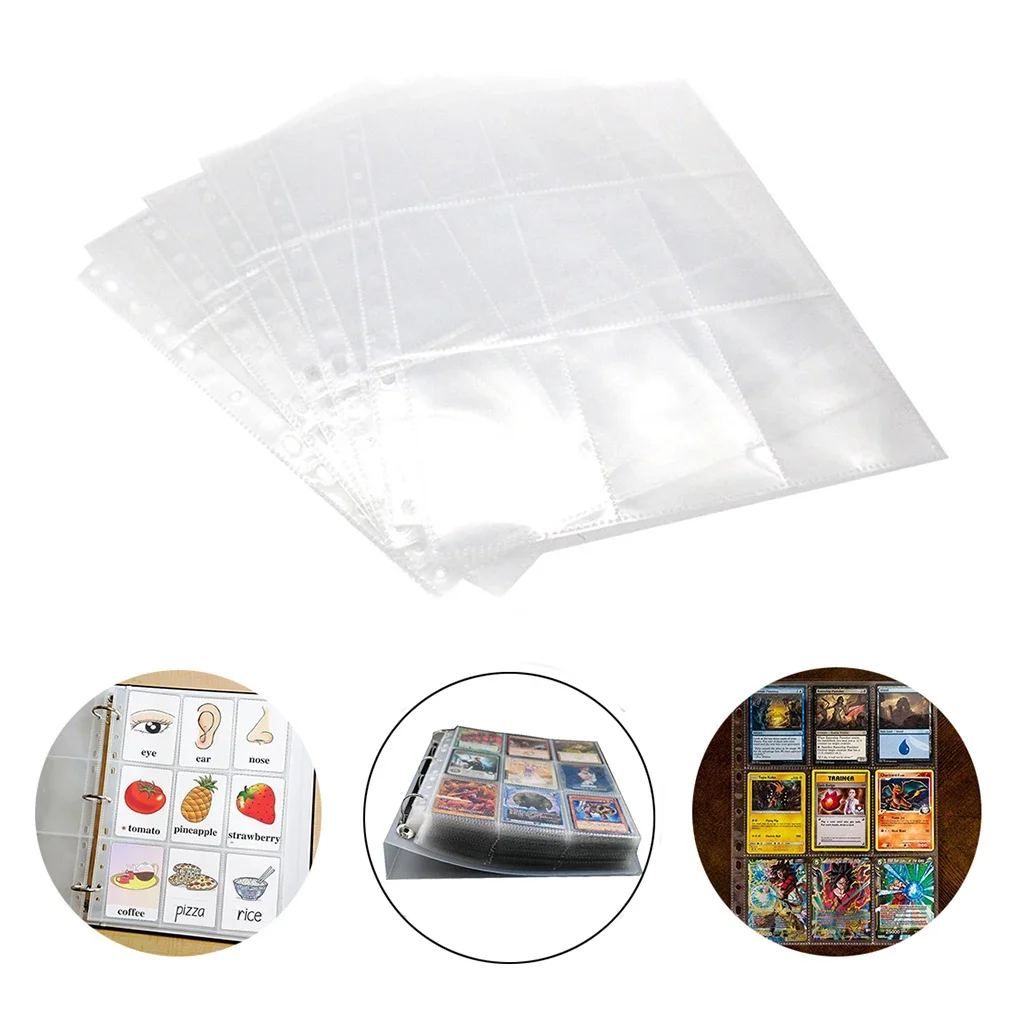 Paquete de 30 páginas de fundas para tarjetas comerciales, páginas de fundas para carpetas de tarjetas de 9 bolsillos para Skylanders Pokemon Game Card Coin Photo Stamp Storage