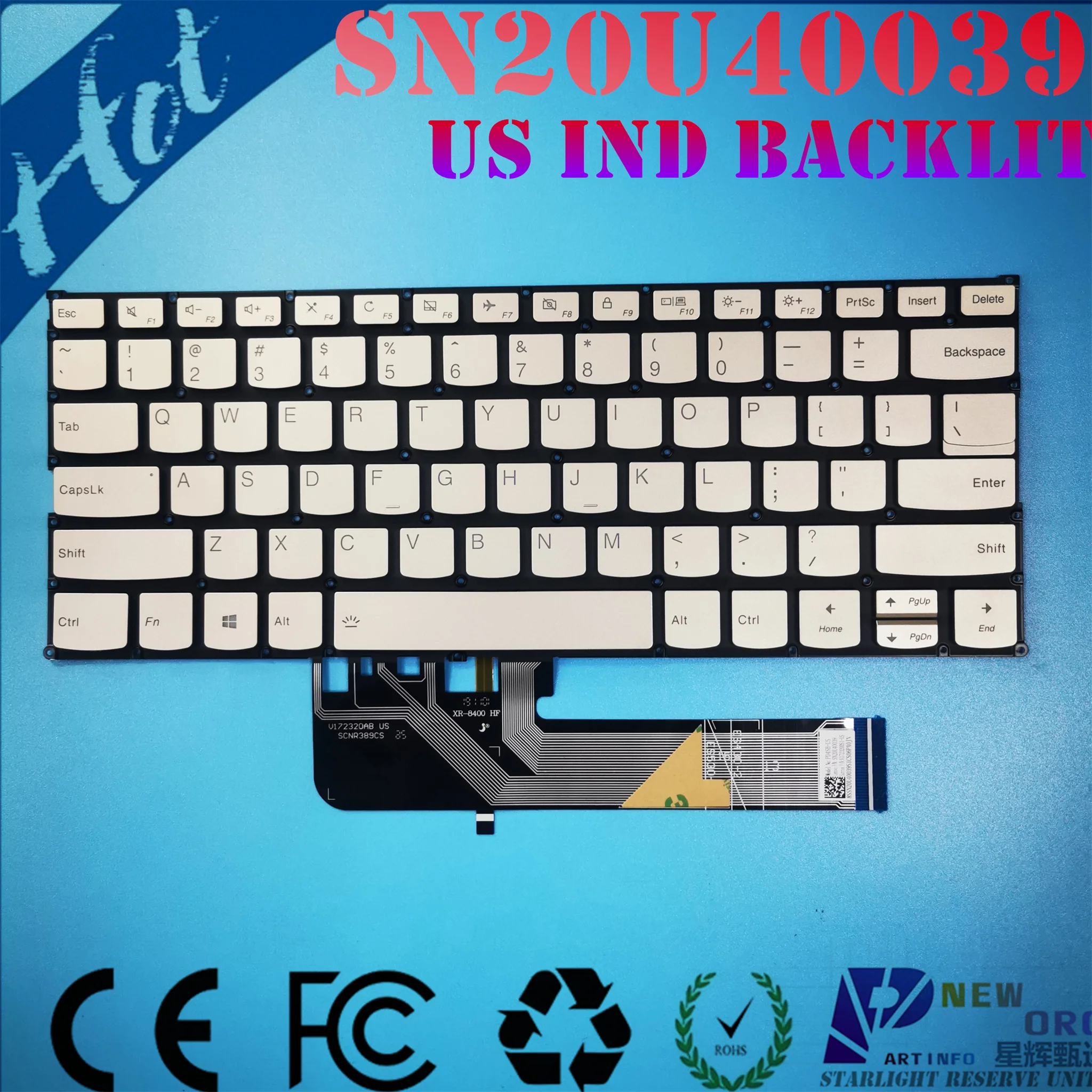 US IND English backlight Laptop keyboard for LENOVO YOGA 14C C740-14 IWL IML Series Sliver Ivory SN20U40056 PD4SB-US