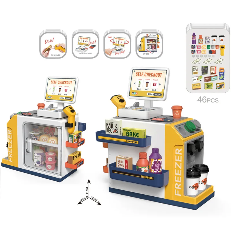 Children\'s Play House Supermarket Toys Vending Tables Shopping Card Swipe Scanning Checkout Counter Children\'s Interest Developm