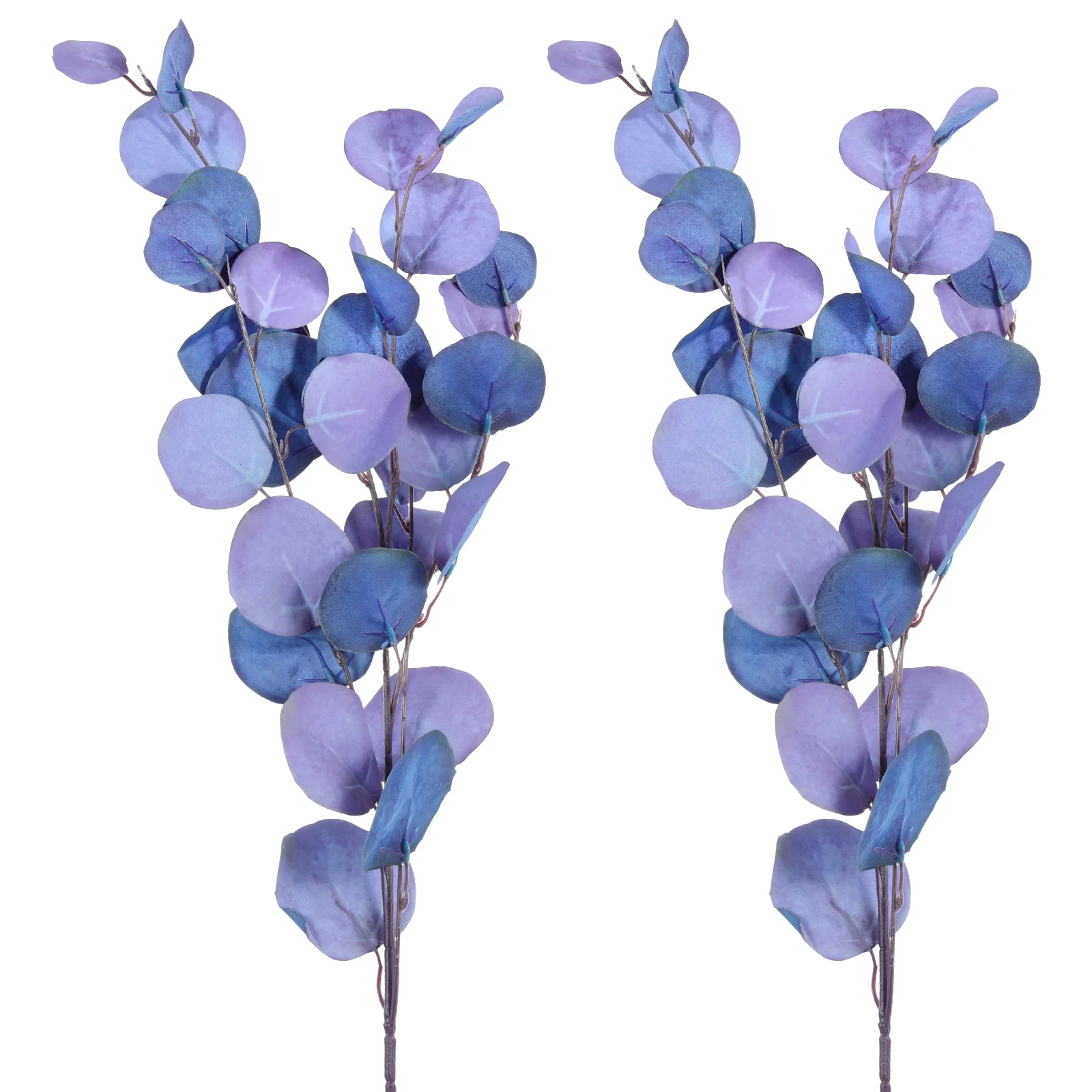 

2 Pcs Artificial Plant Leaves Wedding Decorations Fake Eucalyptus Stem Autumn Blue Party Silk Flower Faux Stems