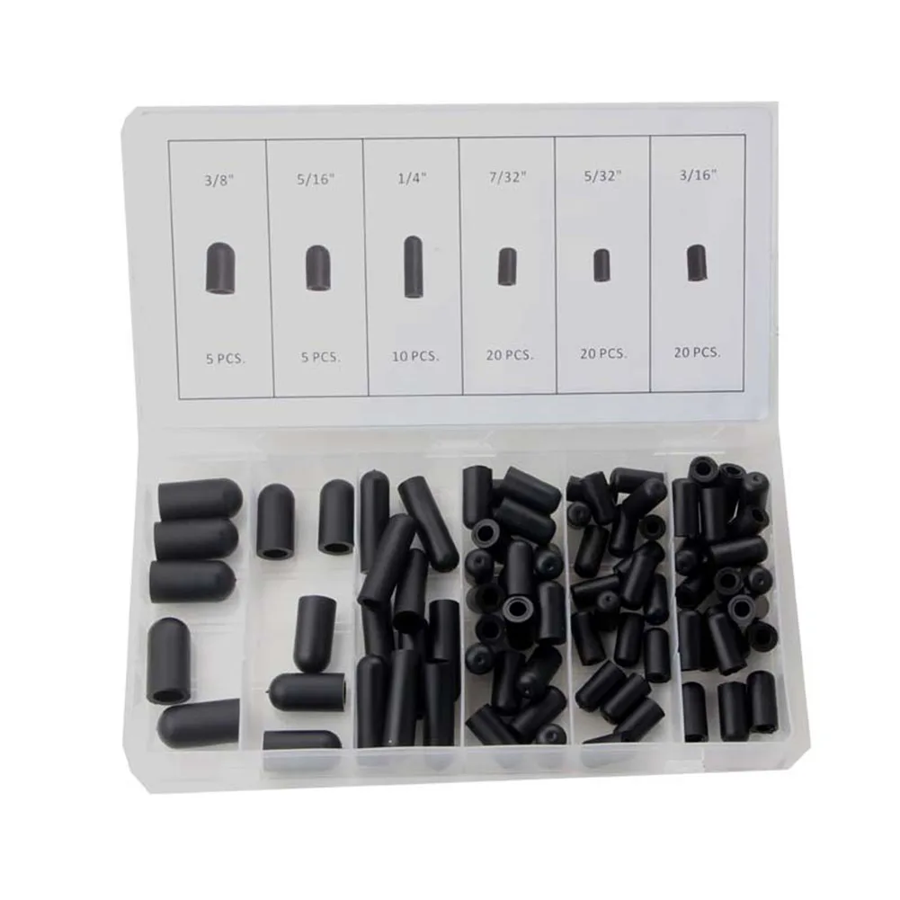 80pcs Rubber Carburetor Vacuum Line Cap Block Off Assortment RUBBER CAP PLUG ASSORTMENT Tool Parts Black