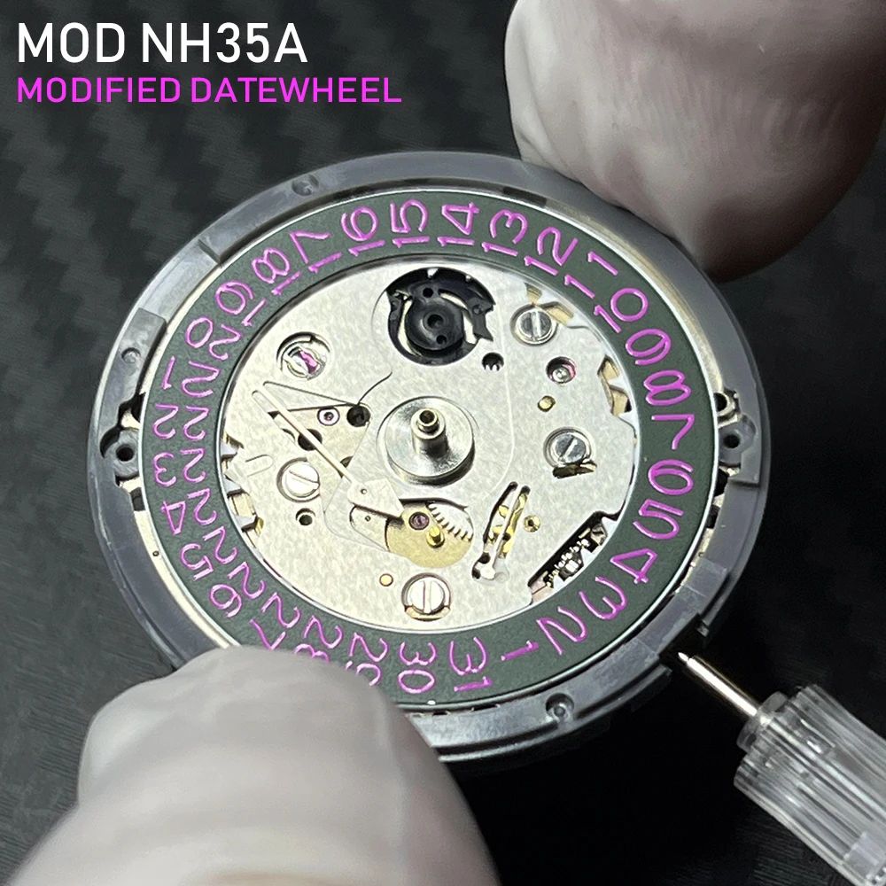 Japan Original NH35 Automatic Movement NH35A with Modified Datewheel 24 Jewels TMI Version Modification Watch Mechanism Parts