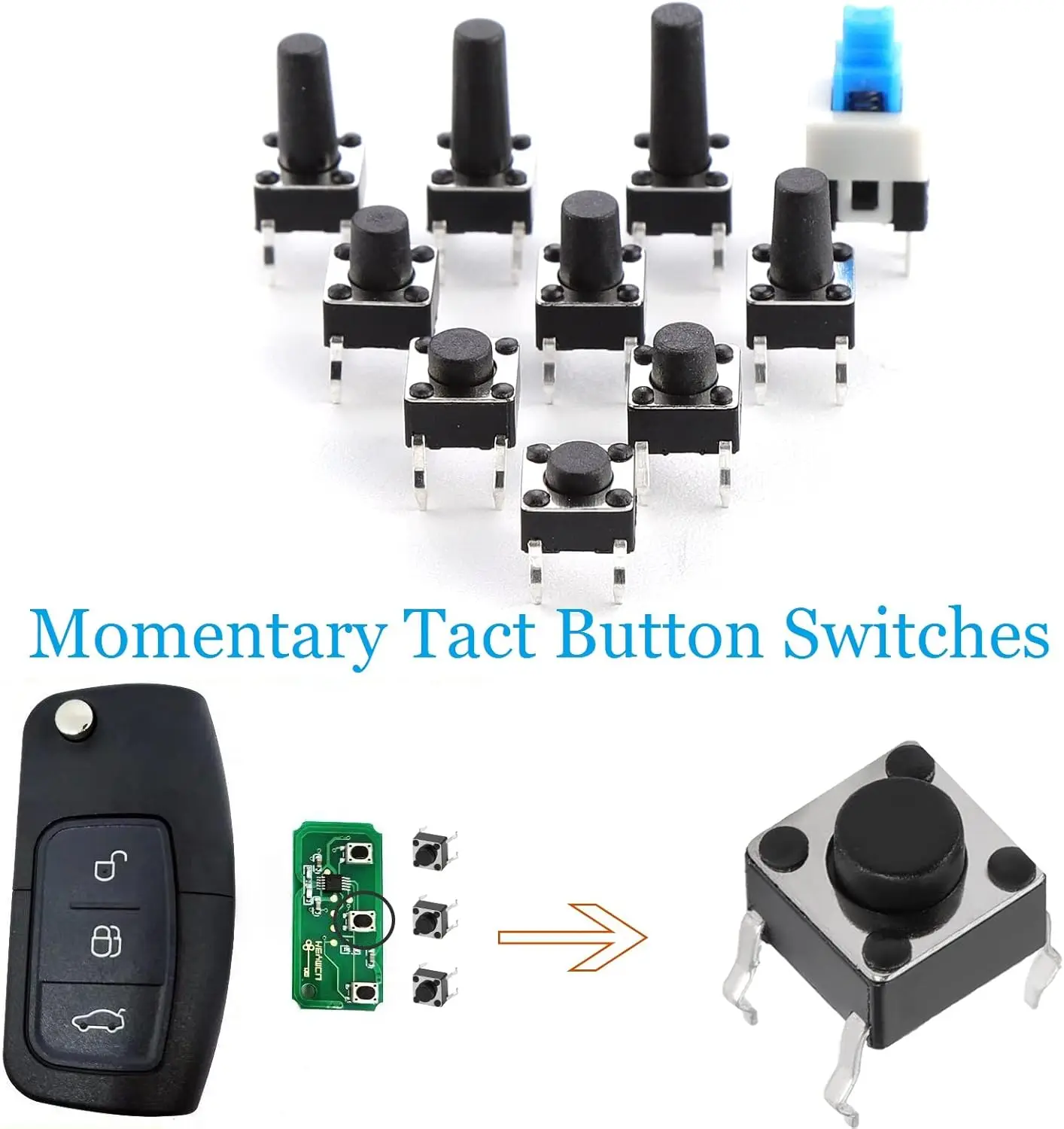180Pcs Tactile Push Button Switch 10 Values 6x6mm Micro Momentary Tact Button Switches Assortment Kit