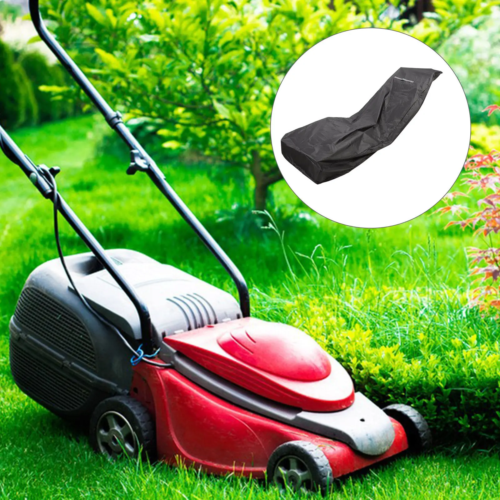 

1 Set Waterproof Lawn Mower Cover 210D Oxford Cloth Uv Protection Dustproof Sun Snow Proof Outdoor Push Mower Cover For Garden