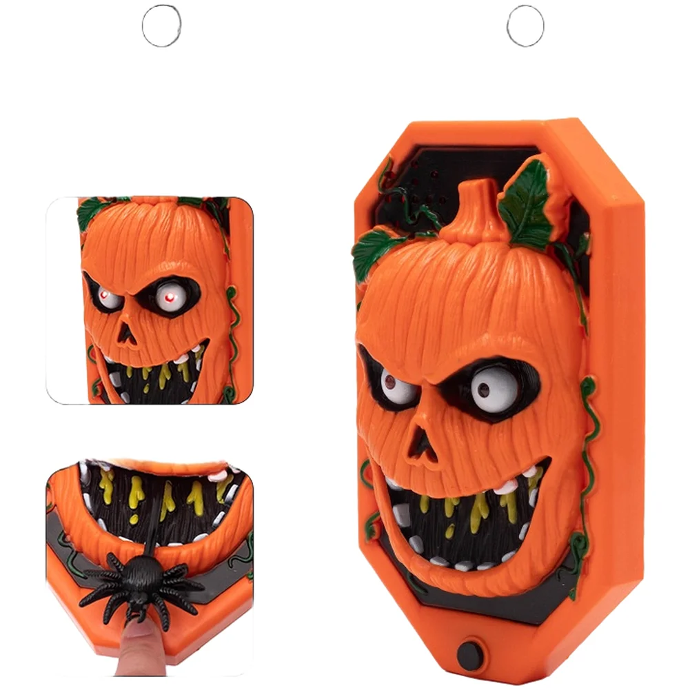 Electric Halloween Doorbell Featuring Terrifying Sounds Glowing Eyes and Jumping Plastic Figure for Festive Fun