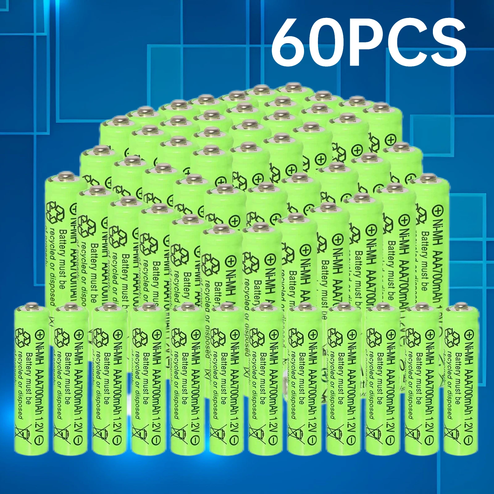 Skywolfeye 60pcs AAA NiMh Rechargeable Batteries 1.2V 700mah for r TV Remotes Wireless Mouse Keyboards