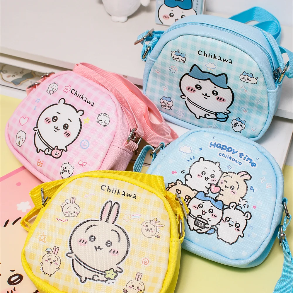 

New Chiikawa PU Crossbody Shoulder Bag Cute Hachiware Usagi Large Capacity Travel Mobile Phone Lipstick Headphones Storage Bag