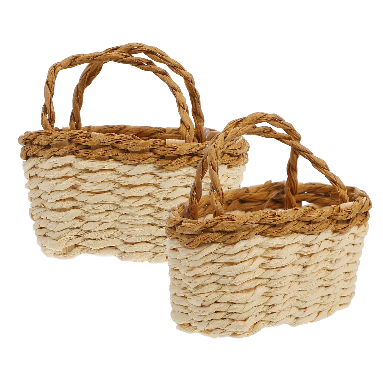 

2pcs Mini Woven Baskets Tiny Wicker Miniature Shopping nament Baskets for Picnic Toy Small Storage H crafted Elegant Miniatures