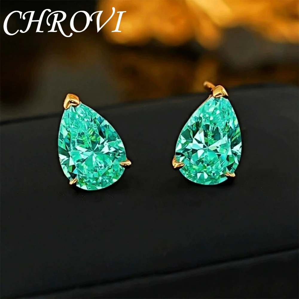 Exquisite 925 Sterling Silver Ice Flower Long Pillow-Shaped White Zircon Stud Earrings Simple Single Diamond Gold Earrings