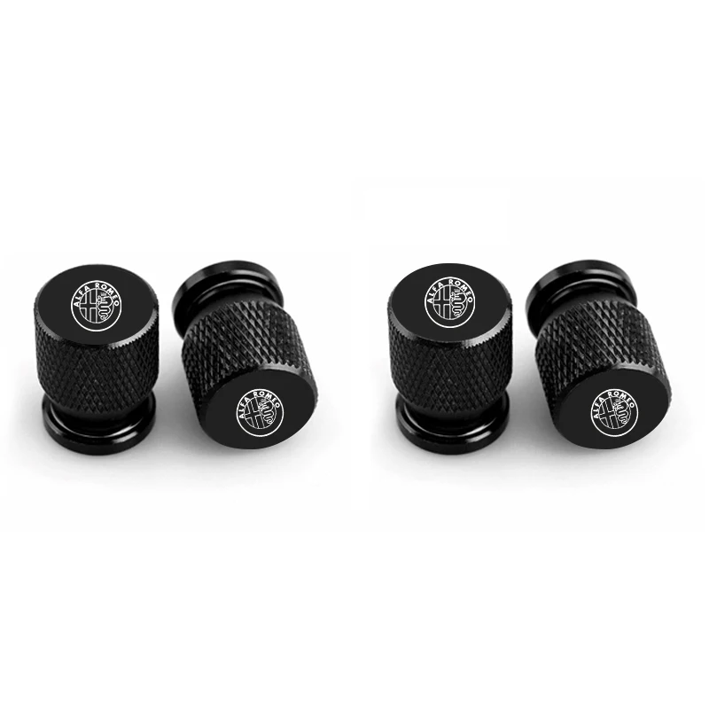 4Pcs Car Tire Valve Caps Auto Aluminum Alloy Tyre Air Stem Dust Cover For Alfa Romeo Giulietta Giulia GT Mito Brera F1 Stelvio