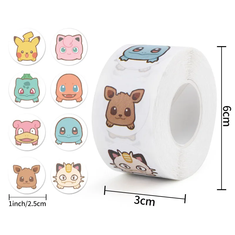 500 Stuks Pokemon Pikachu Eevee Stickers Anime Schattige Cartoon Charmander Rolls Stickers Graffiti Bagage Speelgoed Kinderen Beloning Stickers