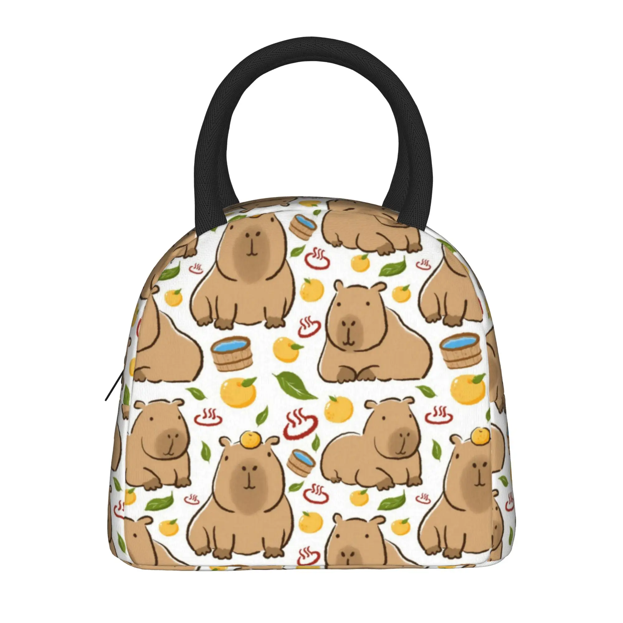 Cute Capybara Cartoon  Insulated Lunch Bag Cooler Bag Lunch Container  Portable Tote Lunch Box Food Handbags Work  Picnic
