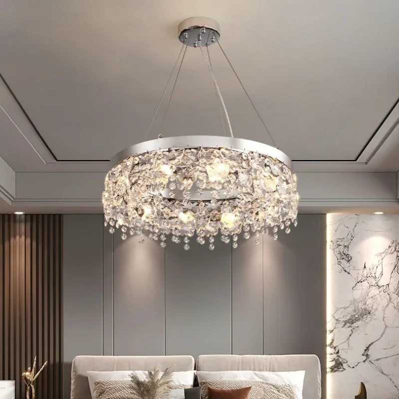 

Luxury Crystal Butterfly Pendant Light, LED Interior Lighting, Silver Gold, Elegant Round Rectangle Lamp for Living Dining Room