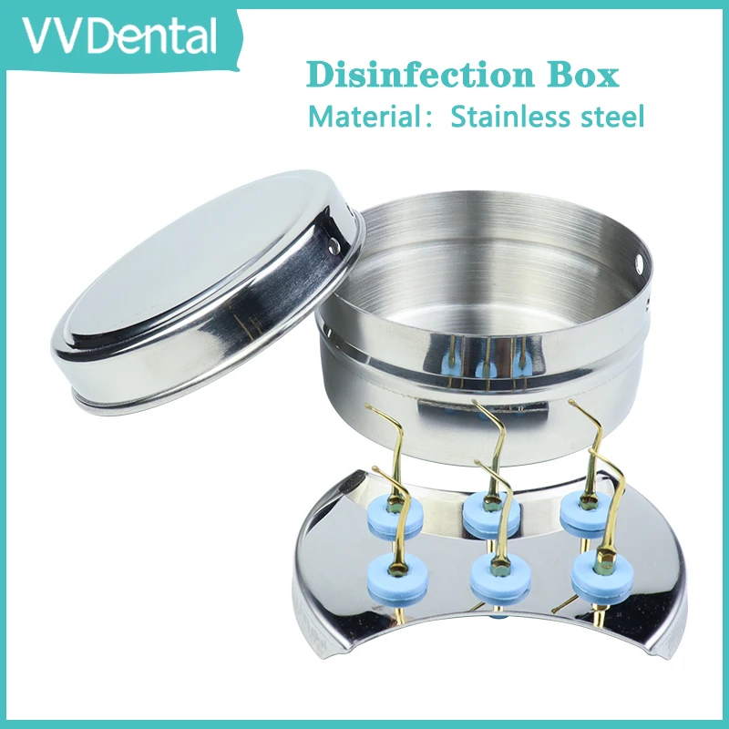 VVDental Stainless Steel Sterilization Box Dental Scaler Tips With Lid Sterilization Box Dental Instruments Steriliser Container