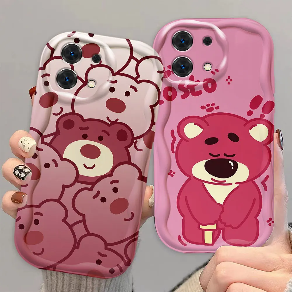 Disney Losto Strawberry Bear Cover 3D Wave Phone Case For Redmi A1 A2 A3 K30 K40 K50 9T 9A 10 10C 12 12C 13C 14C Case Funda Capa