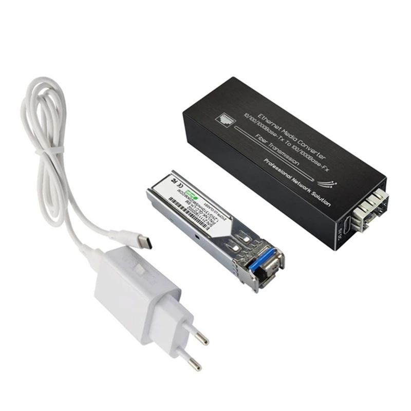 A69F-Mini Gigabit Fiber Media Converter 1000Mbps Ethernet With 1310Nm Single Mode 20Km SFP Module And Type-C Input