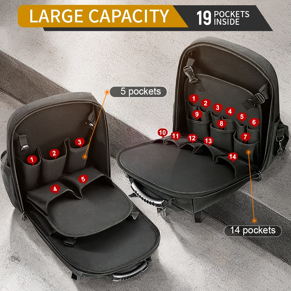 WINHUNT Heavy-Duty Tool Bag, Shoulder Tool Bag, Multi-Functional, Wear-Resistant, Waterproof