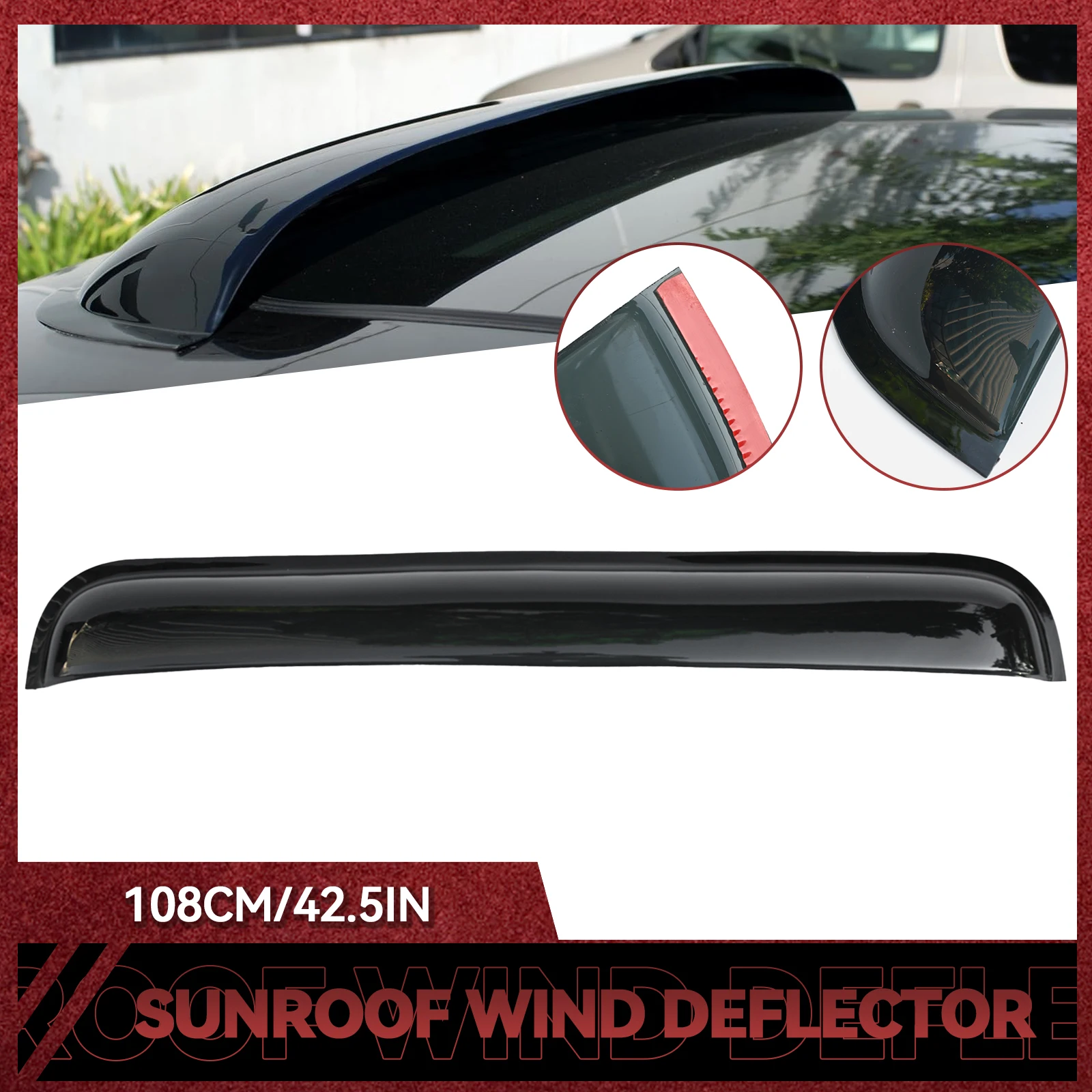 

43" Sunroof Visor Top Window Moonroof Rain Guard Sun Shield Vent Wind Deflector