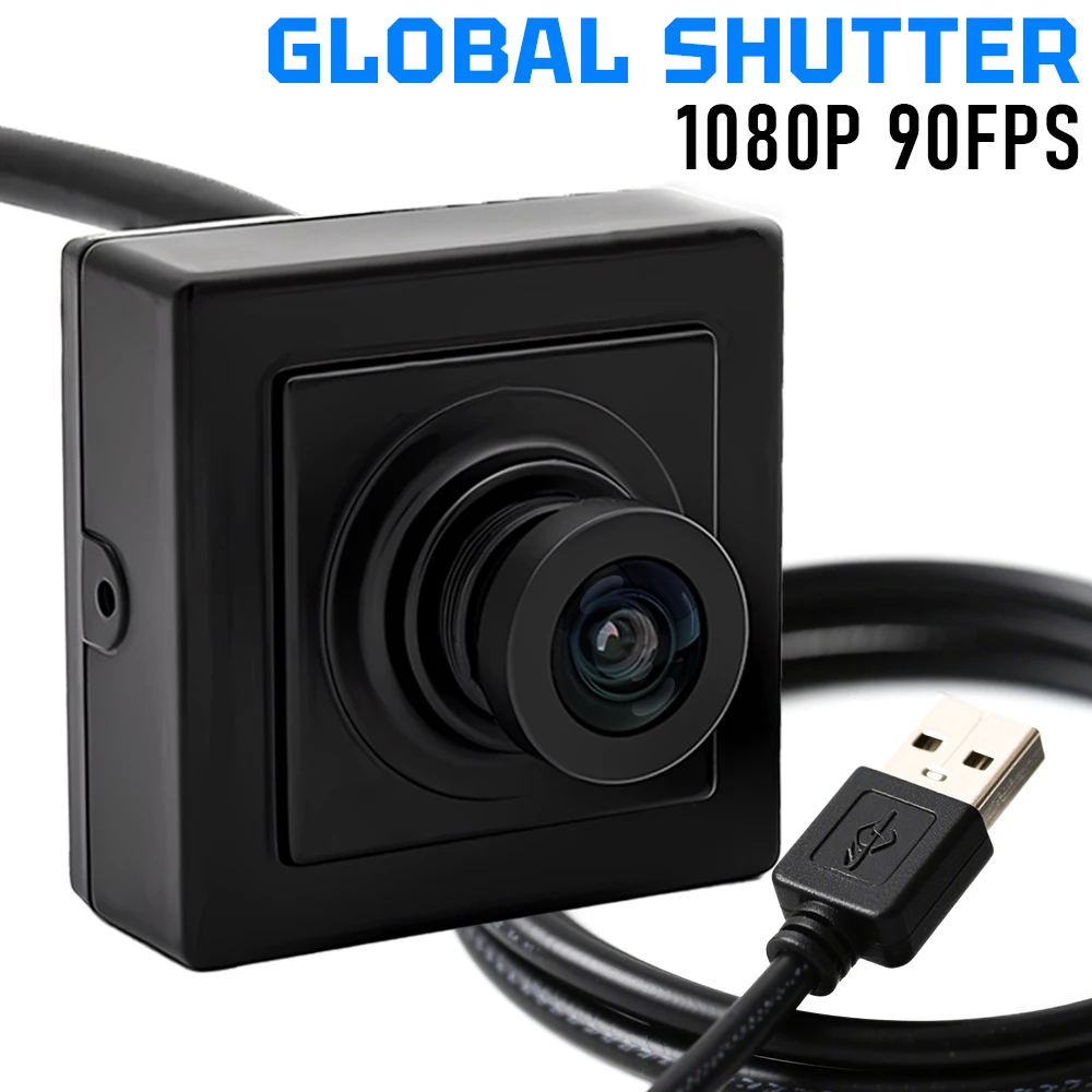 Global Shutter USB Camera 1920*1080P 90FPS HD Live Stream Metal Box 120FPS High Frame Motion Camera Plug Play No Distortion Lens