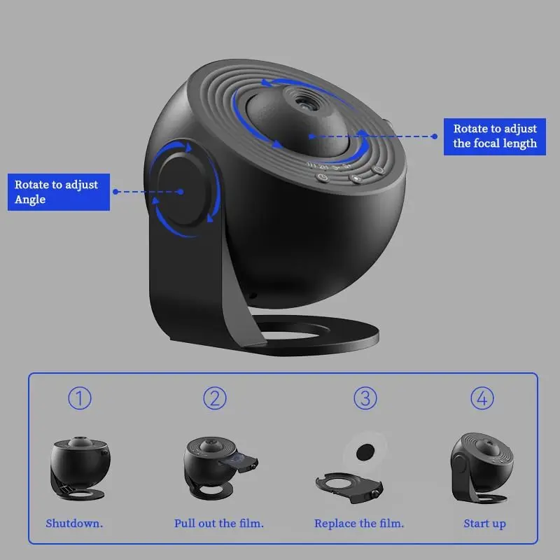 Proyector de estrellas para decoración de habitación, luz nocturna, proyección de cielo estrellado, rotación de 360 °, planetario, Galaxia, lámpara de proyector espacial