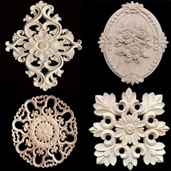 New Arrival Vintage Wood Carved Corner Onlay Applique Unpainted Cabinet Decorative Figurines Wooden