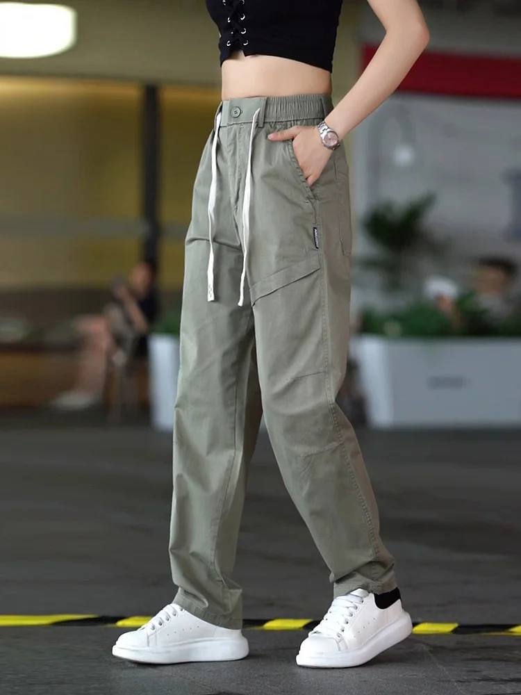 

Американские повседневные свободные широкие брюки для рабочей одежды, мужские летние тонкие дышащие удобные хлопковые молодежные модные брюки