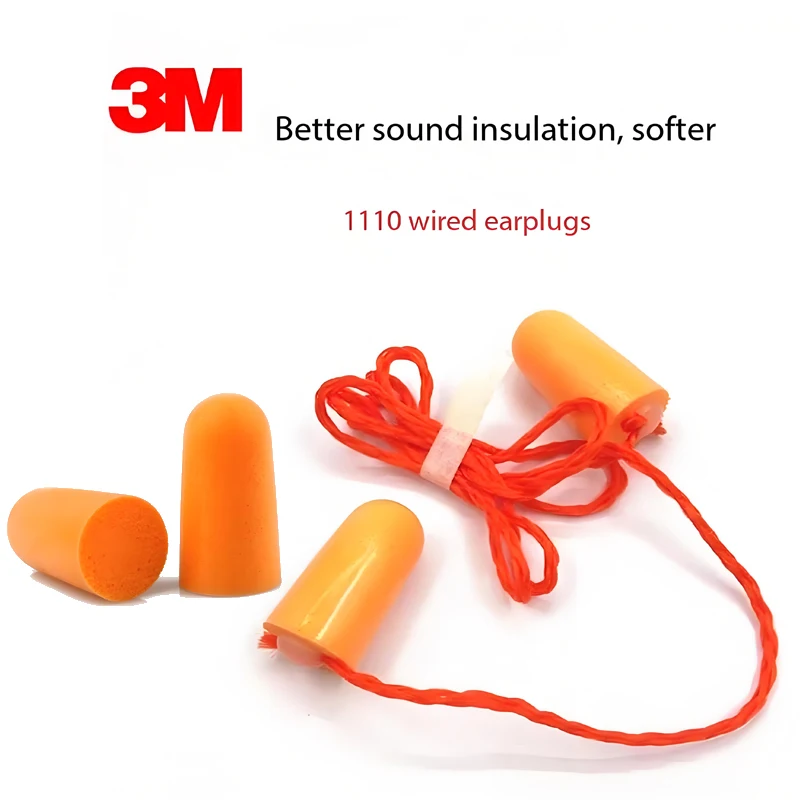 3M Earplugs 1100 1110 Pack of 2 Foam Ear Protection Noise Resisitant No Tearing Anti Dirt Good Resilience Work Study Rest Sleep