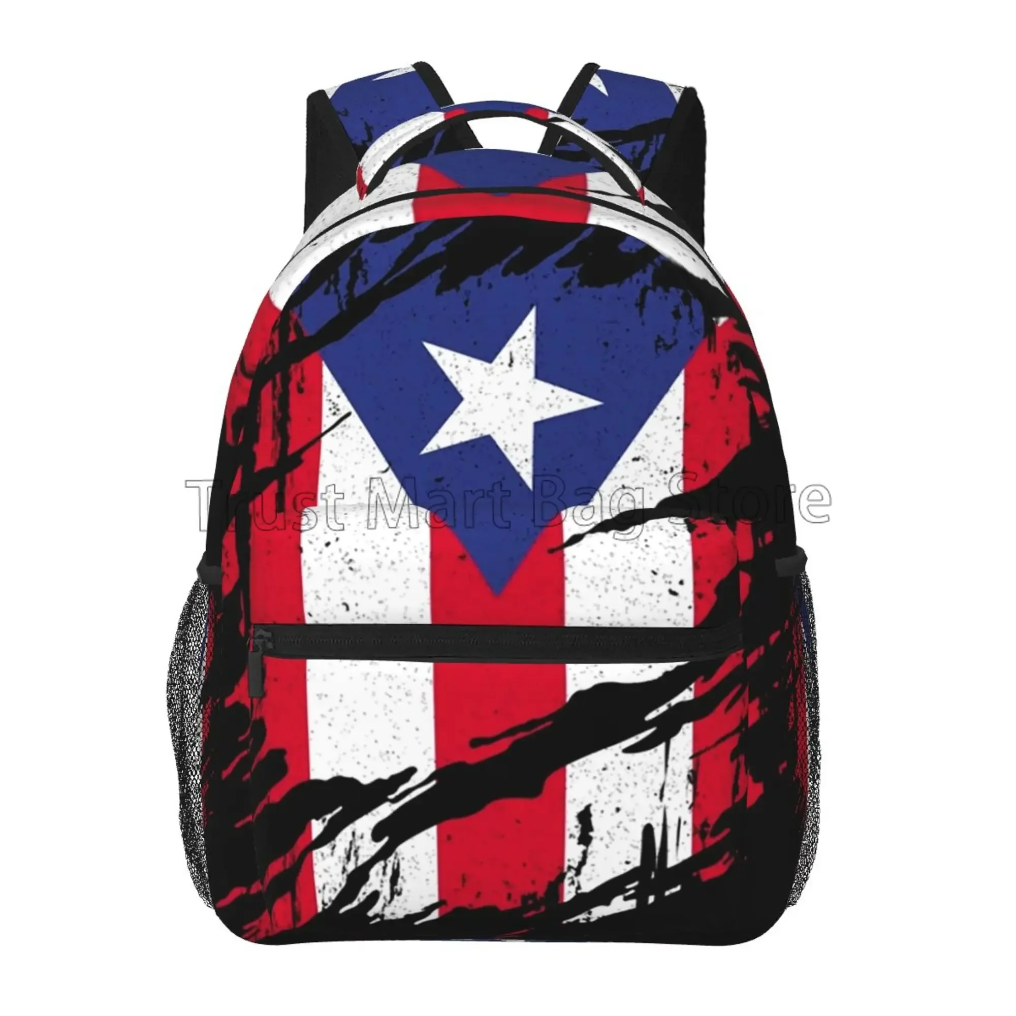 Puerto Rico Flag Backpack for Travel Picnics Activities Large Capacity Waterproof Laptop Backpacks School Bookbag for Teenagers