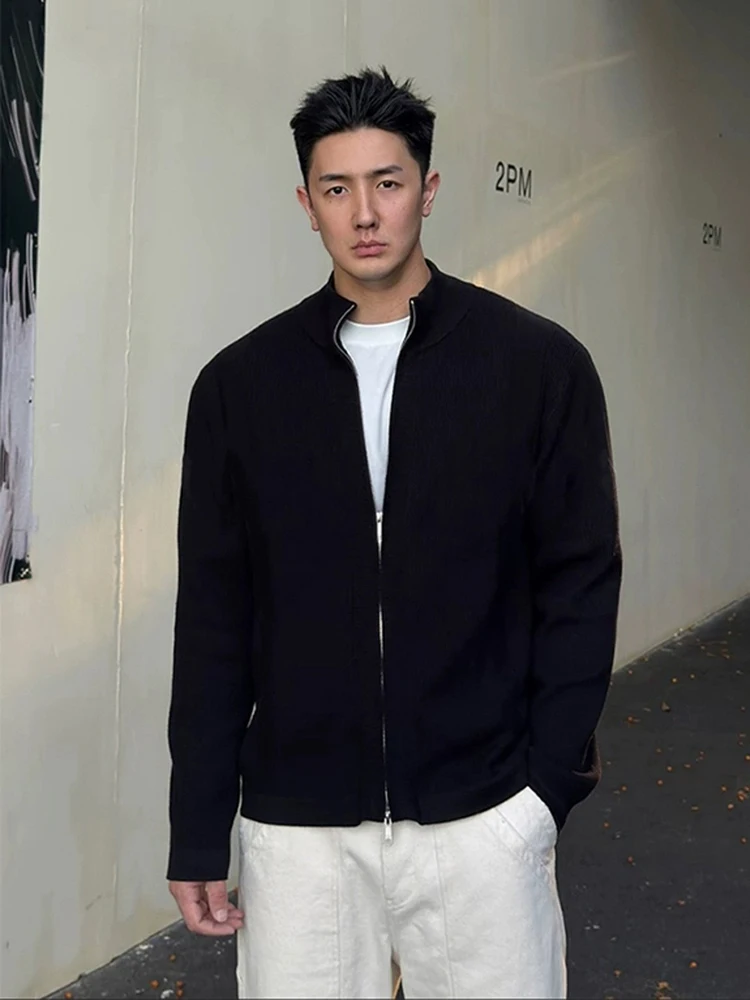 

Fall Winter Men's Loose Fit Luxury Knitted Zipper Stand Collar Open Cardigan Casual Sle Versatile Sweater Jaet Trendy