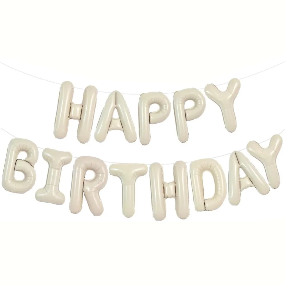 Cremeweißer Happy Birthday Briefballon Aluminiumfolienballon Geburtstagsfeier Atmosphäre Dekoration Lieferungen Foto Requisiten – Detail 3