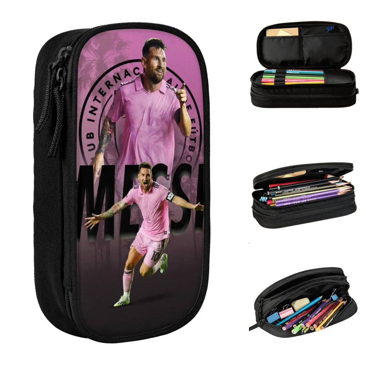 Large Pencil Lionel Pouch M-Messi Merch Double Layer Pencil Case Stationery Girl Make Up Bag Perfect Gifts